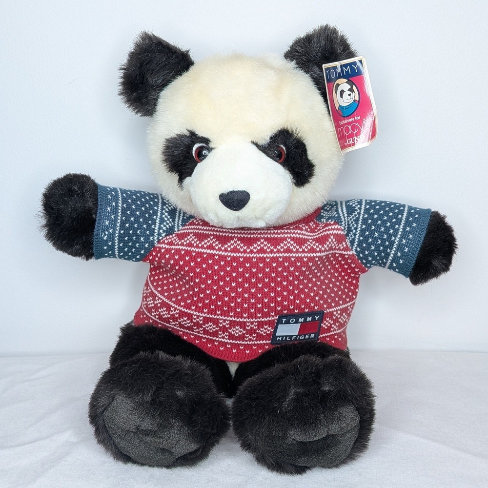 NWT VTG Macy's‎ Gund x Tommy Hilfiger Exclusive Panda Bear Stuffed Animal Plush